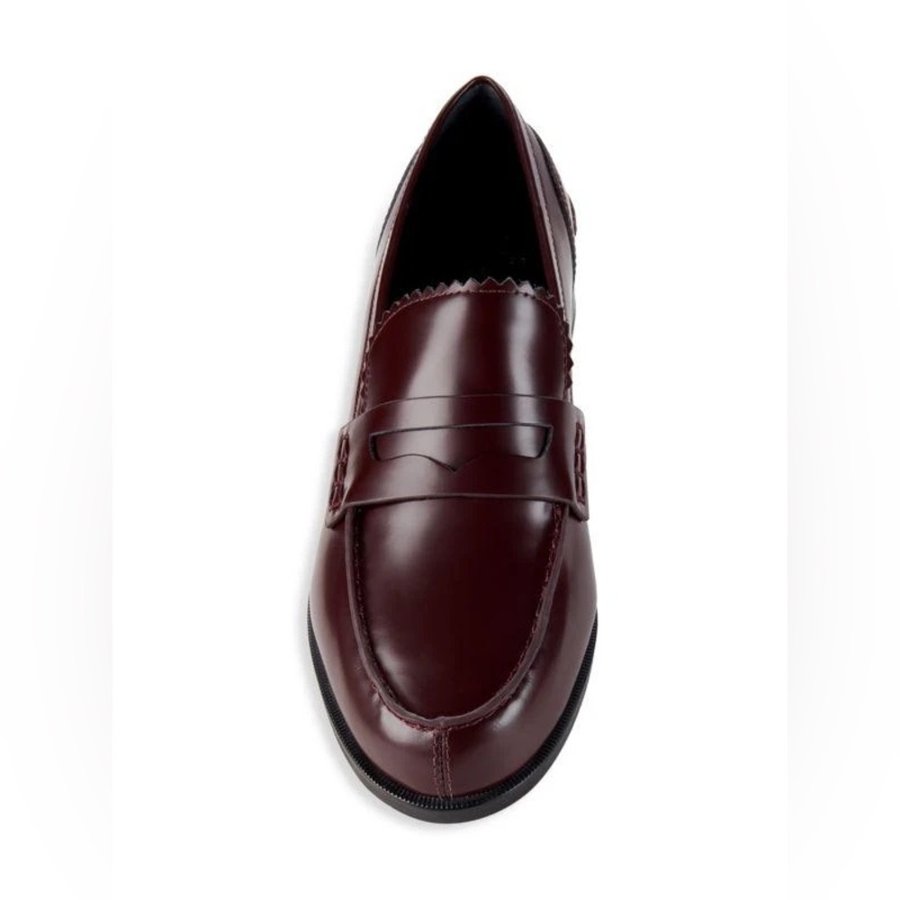 Marc Fisher Milton Brogue Burgundy Wine Leather Penny Loafers Sz 9.5 BNWB - Picture 2 of 9